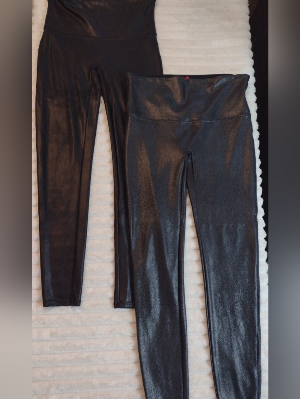Lot of 2 SPANX Leggings XL Faux Leather Skinny Shape Athleisure Yoga Black Grey